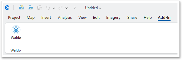 The Add-In tab of the ribbon, with the Waldo button.